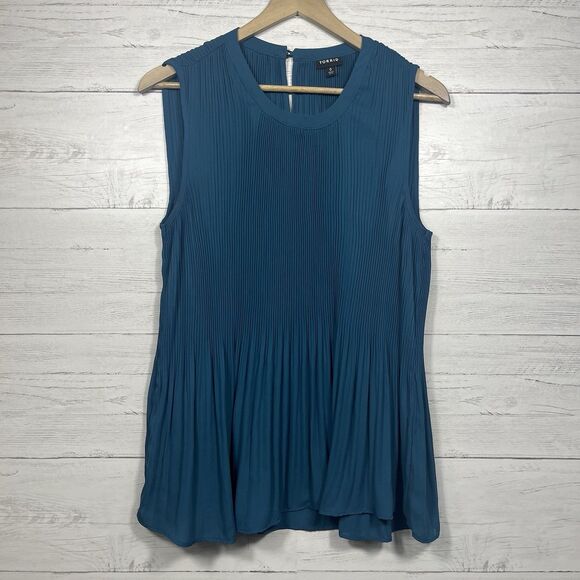 Torrid womens blue pleated tank top blouse size 0 lightweight flowy - Picture 1 of 5